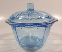 KIG Indonesia Light Blue Glass Lidded Candy Trinket Dish - Lid Handle is Chipped