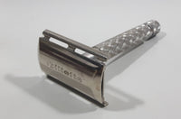 Vintage Gillette Razor Face Shaver Etched Pattern Metal Handle Twist Open