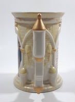 Rare Disney Parks Beauty and The Beast 3D Embossed Castle Shaped 5" Tall Ceramic Stein Mug
