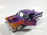 MotorMax No. 68030 / 1 1957 Chevrolet Belair Purple with Orange Flames 1/24 Scale Die Cast Toy Classic Car Vehicle with Opening Hood, Trunk, and Doors