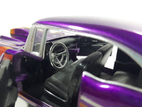 MotorMax No. 68030 / 1 1957 Chevrolet Belair Purple with Orange Flames 1/24 Scale Die Cast Toy Classic Car Vehicle with Opening Hood, Trunk, and Doors