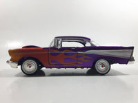 MotorMax No. 68030 / 1 1957 Chevrolet Belair Purple with Orange Flames 1/24 Scale Die Cast Toy Classic Car Vehicle with Opening Hood, Trunk, and Doors