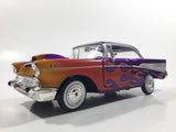 MotorMax No. 68030 / 1 1957 Chevrolet Belair Purple with Orange Flames 1/24 Scale Die Cast Toy Classic Car Vehicle with Opening Hood, Trunk, and Doors