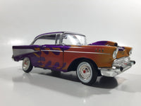 MotorMax No. 68030 / 1 1957 Chevrolet Belair Purple with Orange Flames 1/24 Scale Die Cast Toy Classic Car Vehicle with Opening Hood, Trunk, and Doors