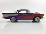 MotorMax No. 68030 / 1 1957 Chevrolet Belair Purple with Orange Flames 1/24 Scale Die Cast Toy Classic Car Vehicle with Opening Hood, Trunk, and Doors