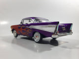 MotorMax No. 68030 / 1 1957 Chevrolet Belair Purple with Orange Flames 1/24 Scale Die Cast Toy Classic Car Vehicle with Opening Hood, Trunk, and Doors