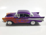 MotorMax No. 68030 / 1 1957 Chevrolet Belair Purple with Orange Flames 1/24 Scale Die Cast Toy Classic Car Vehicle with Opening Hood, Trunk, and Doors