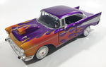 MotorMax No. 68030 / 1 1957 Chevrolet Belair Purple with Orange Flames 1/24 Scale Die Cast Toy Classic Car Vehicle with Opening Hood, Trunk, and Doors