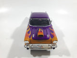 MotorMax No. 68030 / 1 1957 Chevrolet Belair Purple with Orange Flames 1/24 Scale Die Cast Toy Classic Car Vehicle with Opening Hood, Trunk, and Doors