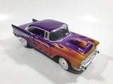 MotorMax No. 68030 / 1 1957 Chevrolet Belair Purple with Orange Flames 1/24 Scale Die Cast Toy Classic Car Vehicle with Opening Hood, Trunk, and Doors