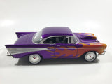 MotorMax No. 68030 / 1 1957 Chevrolet Belair Purple with Orange Flames 1/24 Scale Die Cast Toy Classic Car Vehicle with Opening Hood, Trunk, and Doors