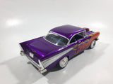 MotorMax No. 68030 / 1 1957 Chevrolet Belair Purple with Orange Flames 1/24 Scale Die Cast Toy Classic Car Vehicle with Opening Hood, Trunk, and Doors