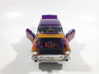 MotorMax No. 68030 / 1 1957 Chevrolet Belair Purple with Orange Flames 1/24 Scale Die Cast Toy Classic Car Vehicle with Opening Hood, Trunk, and Doors