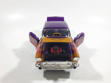 MotorMax No. 68030 / 1 1957 Chevrolet Belair Purple with Orange Flames 1/24 Scale Die Cast Toy Classic Car Vehicle with Opening Hood, Trunk, and Doors