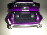 MotorMax No. 68030 / 1 1957 Chevrolet Belair Purple with Orange Flames 1/24 Scale Die Cast Toy Classic Car Vehicle with Opening Hood, Trunk, and Doors