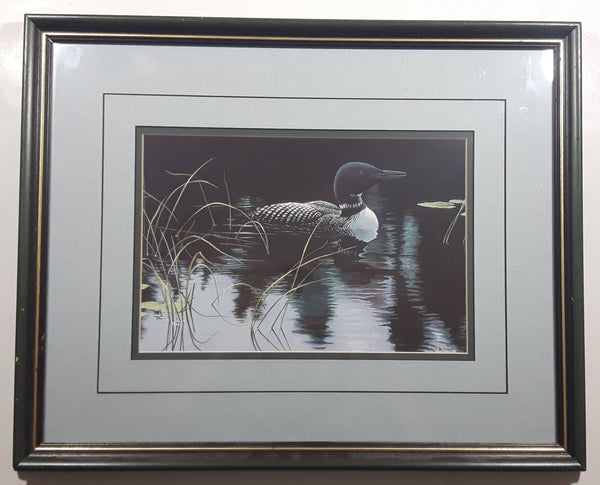 Vintage Robert Bateman "Lily Pads and Loon" Wildlife Bird Nature Print Wood Framed 14" x 17"