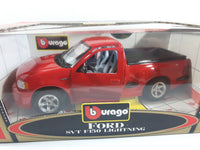 Burago Gold Collection Ford SVT F150 Lightning Red 1/21 Scale Die Cast Toy Car Vehicle with Opening Doors, Hood, and Tail Gate New in Box