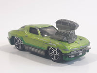 2010 Hot Wheels Toon'd Muscle '63 Corvette Tooned Metallic Green Die Cast Toy Car Vehicle
