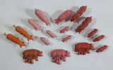 Vintage Plastic Farm Livestock Pig and Mother Pigs Feeding Pigs Toys Made in Hong Kong and China Lot of 17