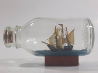 Vintage Highly Detailed Miniature Tall Ship in Cork Top 4 1/4" Long Glass Bottle