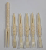 Vintage Mid Century 6 Piece Plastic Decorative Appetizer Forks