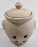 Terracotta Cream Colored Incense Burner Holder Pot Jar with Lid Made in Taiwan