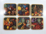 Set of 6 Fruit and Nut Themed Cork Backed Coasters