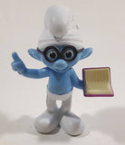 2013 Peyo "Brainy" Smurf Lecturing While Holding a Book PVC Toy Figure McDonald's Happy Meal