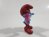 2013 Peyo "Papa Smurf" Smurf Holding Pink Crystal PVC Toy Figure McDonald's Happy Meal