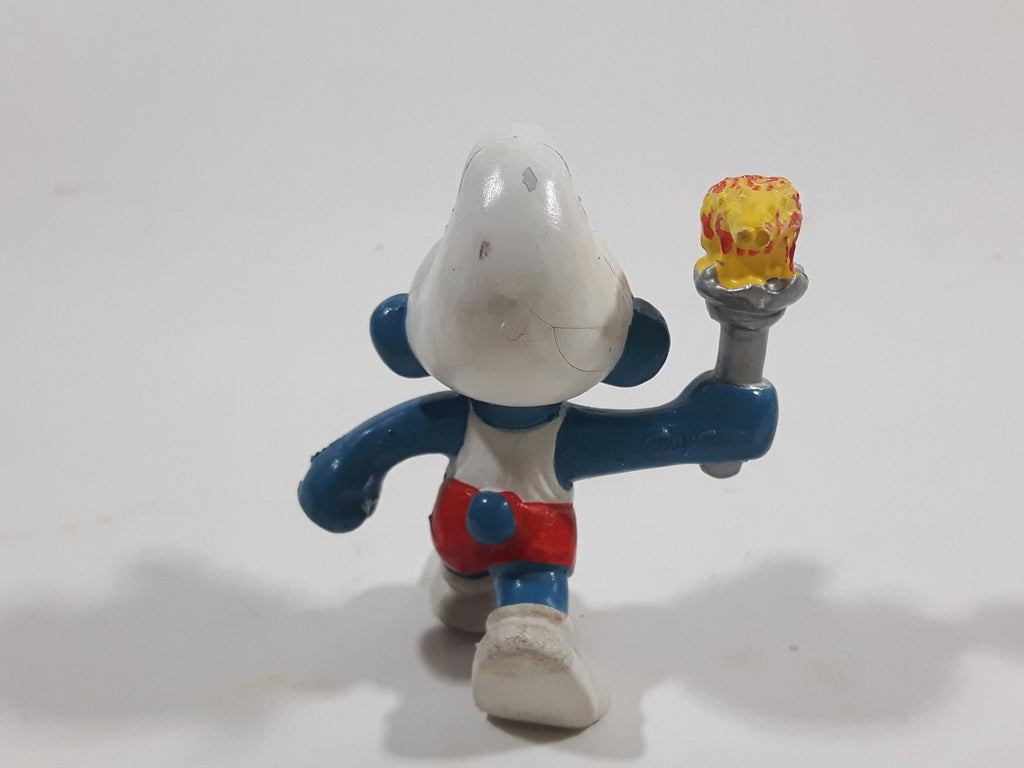 Vintage 1979 Peyo Smurf Character Olympic Athlete Running with Torch P ...