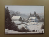 (Bill) William J. Saunders "Frosty Day" Eastern Canada Rural Country Farm House in Winter Art Print Wood Plaque Painting