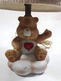 Vintage American Greetings Corp 1983 MCMLXXXIII Care Bears Tenderheart Bear Brown and White Porcelain Nightstand Bedroom Lamp Light