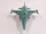 Vintage Dyna Plane No. 2014 F-16 Fighter Jet USAF Teal Green Pull Back Motorized Friction Die Cast Toy Airplane - Missing the Canopy and Front Wheel