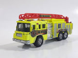 2011 Matchbox Mission Force Fire Crew Pierce Quantum 75' Aerial Ladder Truck Fluorescent Yellow Die Cast Toy Car Vehicle