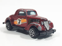 Vintage 1978 Universal Products '36 Ford Coupe 3 Window #7 Dark Red Die Cast Toy Car Vehicle - Hong Kong