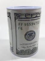 $100 Bill Note United States of America Cash Money Themed 6 1/2" Tall Tin Metal Coin Bank