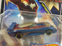 2019 Marvel Captain Marvel Character Cars Captain Marvel Blue, Red, and Gold Die Cast Toy Car Vehicle New In Package