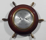 Vintage Hygrometer and Thermometer Wood Cased Brass Knob Captain's Ship Wheel Weather Station Made in Germany