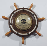 Vintage Wood Cased Wood Knob Rope Decor Captain's Ship Wheel Barometer Weather Station Made in France