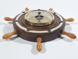 Vintage Wood Cased Wood Knob Rope Decor Captain's Ship Wheel Barometer Weather Station Made in France