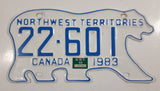 1983 Northwest Territories N.W.T. White with Blue Letters Polar Bear Shaped Vehicle License Plate 22-601