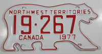 1977 Northwest Territories N.W.T. White with Red Letters Polar Bear Shaped Vehicle License Plate 19-267