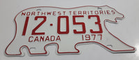 1977 Northwest Territories N.W.T. White with Red Letters Polar Bear Shaped Vehicle License Plate 12-053