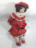 Vintage Red Dress Porcelain and Stuffed Doll 16" Tall