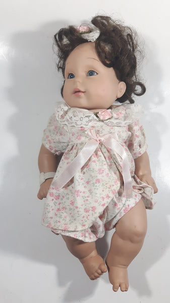 1995 Playmates BSB Baby So Beautiful Pink Flower Dress Brown Hair 13" Tall Doll