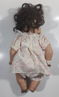 1995 Playmates BSB Baby So Beautiful Pink Flower Dress Brown Hair 13" Tall Doll