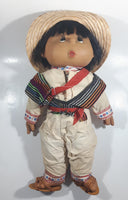 Vintage 1950s Mexican Folk Art Boy Doll with Traditional Clothing and Sandals 16" Tall