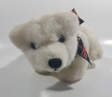 Russ Berrie & Co Grizzby White Bear with Red and Green Plaid Bow Tie 7" Long Toy Stuffed Animal Plush