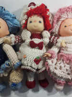 Vintage Strawberry Shortcake Handmade Crochet Yarn 13" Tall Dolls Set of 3