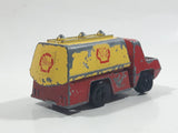 Vintage PlayArt Semi Tanker Truck Shell Oil Red and Yellow Die Cast Toy Car Vehicle Made in Hong Kong